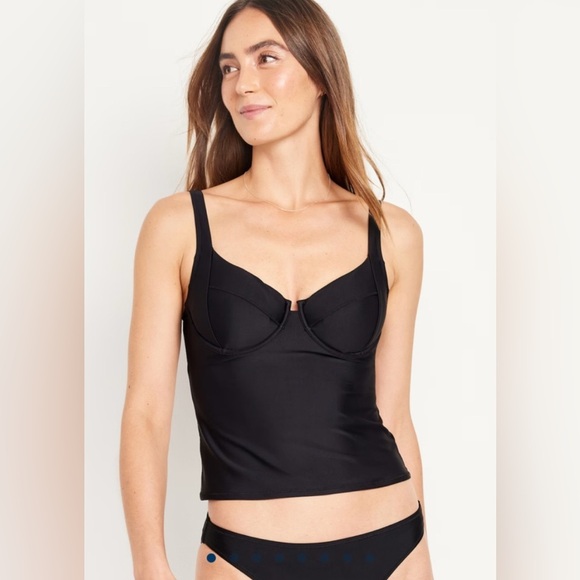 🆕 Old Navy Women's Underwire Tankini Swim Top Black Large 12-14 - Picture 3 of 16